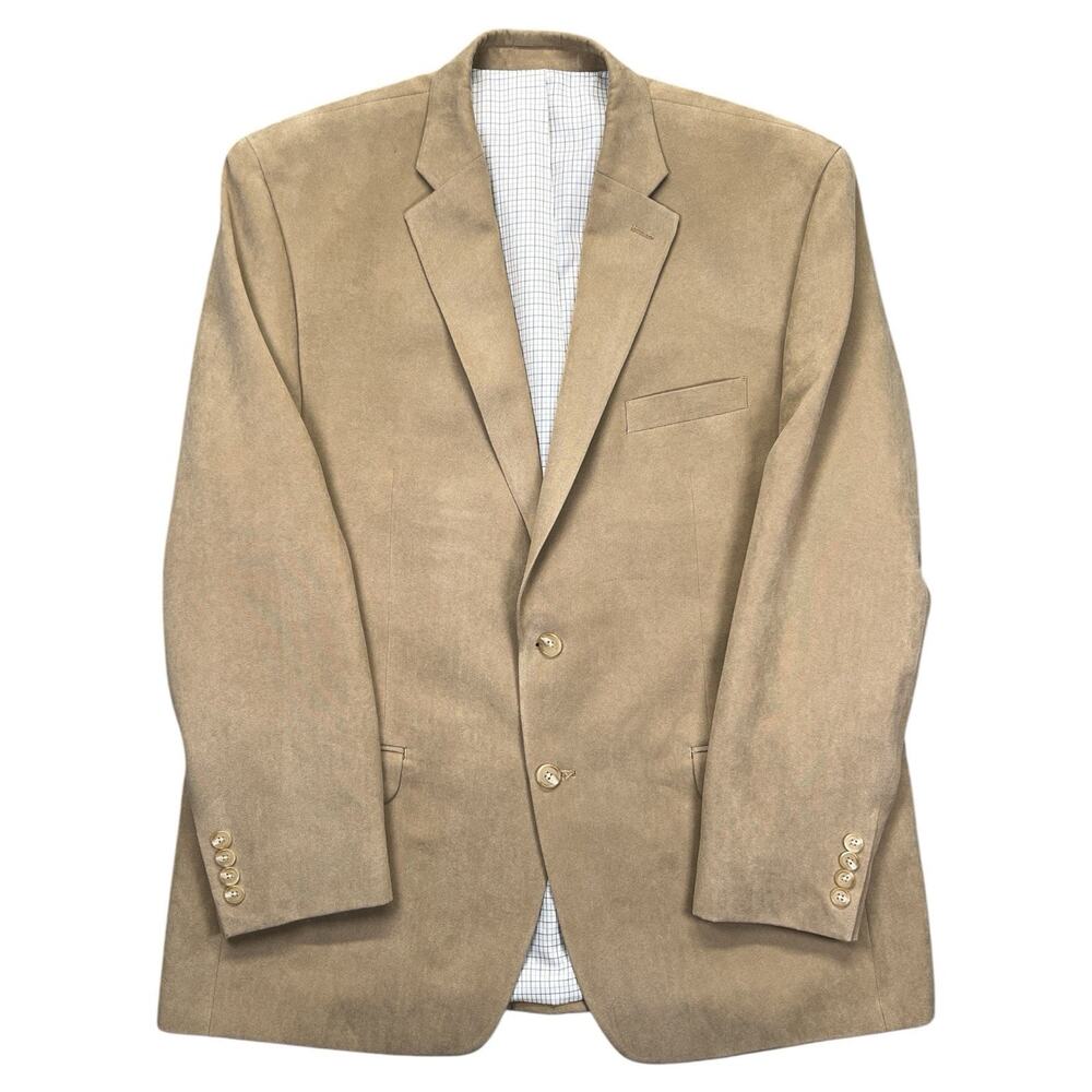 Ralph Lauren Microfiber Blazer Tan 46R Soft Suede Feel Classic Jacket